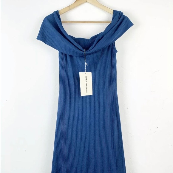 NWT! SPRING SPECIAL!!! Mara Hoffman Imogen Indigo Midi Dress XL - Picture 3 of 7